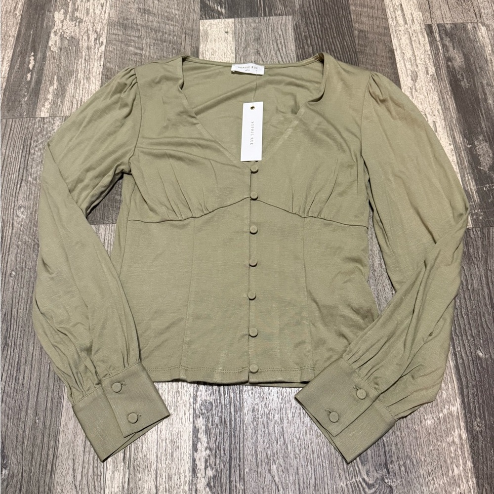 Sophie rue Olive Green Button-Up Women's Top